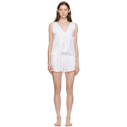 White The Two Tie Tank Top & Shorts Set 241898F079006