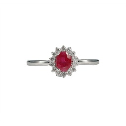 14kt wg ring with 0.13ct diamonds and 0.46ct ruby / 1.23 gm / 14 st