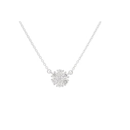 18 kt white gold diamond pendant with flower-shaped design adorned with 1.00 cts tw round diamonds
