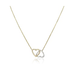 14 kt two tone gold diamond pendant with two interlocking hearts design adorned with 0.35 cts tw diamonds