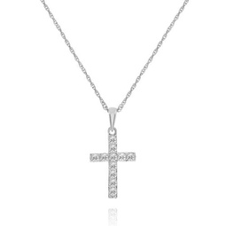 14 kt white gold diamond pendant with cross-shaped design adorned with 0.15 cts tw diamonds