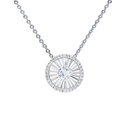 14 kt white gold diamond pendant with center diamond surrounded by 0.25 cts tw diamonds