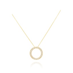 18 kt yellow gold diamond pendant with ring-shaped design adorned with 0.75 cts tw round diamonds