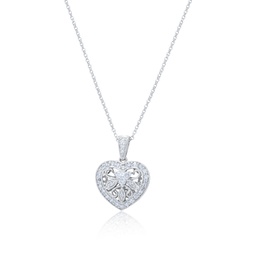 14 kt white gold diamond pendant with a filigree heart design adorned with 0.60 cts tw diamonds