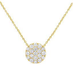 14 kt yellow gold diamond pendant with pave circle design adorned with 0.43 cts tw diamonds