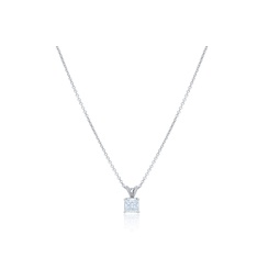 14kt white gold solitaire diamond pendant featuring 0.84 ct clarity enhanced princess cut diamond