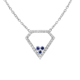18kt white gold diamond and sapphire diamond shaped pendant featuring 0.60 cts tw
