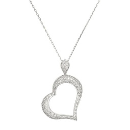 14 kt white gold diamond pendant with a heart-shaped design adorned with 1.00 cts tw diamonds