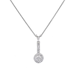 14 kt white gold, 16.50 diamond pendant with halo design adorned with 0.50 cts tw round diamonds