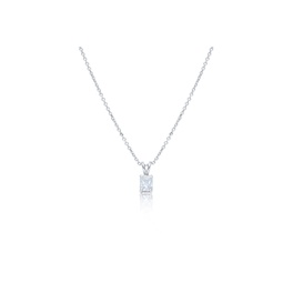 14kt white gold solitaire diamond pendant featuring 0.46 ct emerald cut diamond