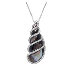 18 kt white gold pearl and diamond pendant