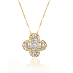 14 kt yellow gold diamond pendant with clover-shaped design adorned with 0.70 cts tw diamonds