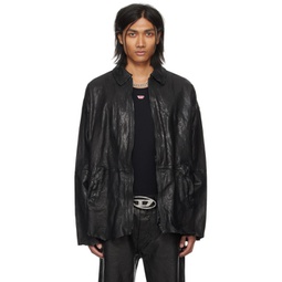 Black L-Mart-A Leather Jacket 241001M181002