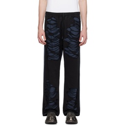 Blue & Black Distressed Jeans 241001M186025