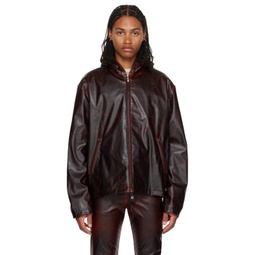 Burgundy J-Ram Faux-Leather Jacket 232001M180009