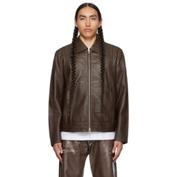 Brown L-Hudson Leather Jacket 232001M181000