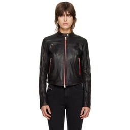 Black L-Fox-A Leather Jacket 231001F064001