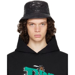 Black Quilted Outline Bucket Hat 241841M140001