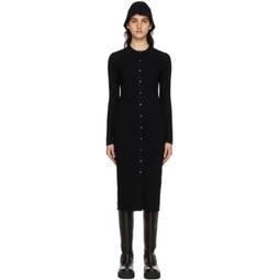 Black Merino Wool Midi Dress 221417F054007