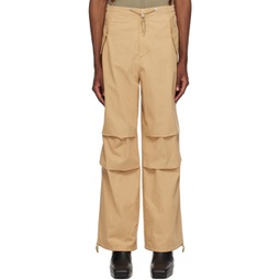 Beige Toggle Parachute Trousers 232417M191002