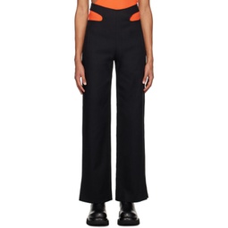 Black Y-Front Buckle Trousers 231417M191002