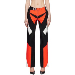 Black & Red Moto Panel Trousers 231417F087037
