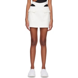 White Y Front Buckle Miniskirt 231417F090011