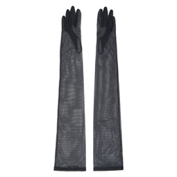 Gray Tulle Gloves 231003F012001