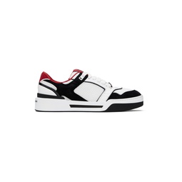White   Black Mixed Material New Roma Sneakers 241003M237038