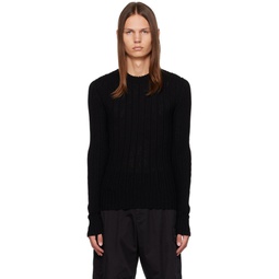 Black Ribbed Sweater 232003M201001