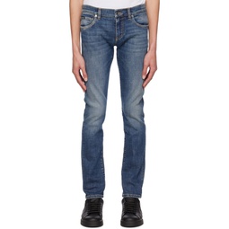 Blue Washed Skinny Jeans 231003M186013