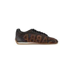Brown Perforated Sneakers 231003M237070