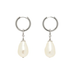 Silver   White Creole Teardrop Earrings 241003M144009