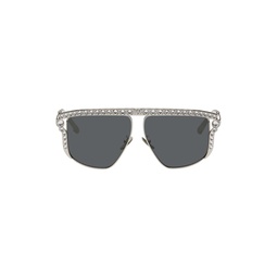 Silver Crystal Cut Sunglasses 231003F005037