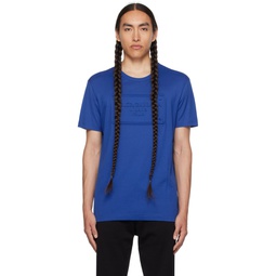 Blue Embossed T Shirt 232003M213001