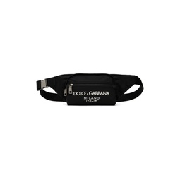 Black Small Rubberized Logo Belt Bag 241003M171001