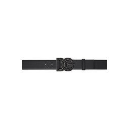 Black Deerskin Print Calfskin Belt 241003M131014