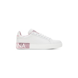 White   Pink Portofino Low Sneakers 232003F128005