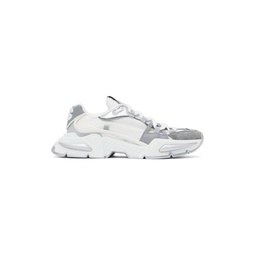 White   Silver Mixed Material Airmaster Sneakers 241003M237050