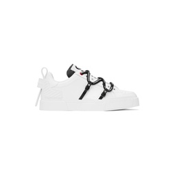 White Portofino Calfskin Patent Sneakers 241003M237028