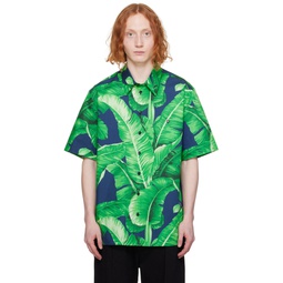 Green   Navy Printed Shirt 241003M192016