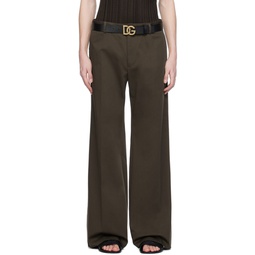 Brown Tailored Trousers 241003M191011