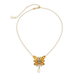 Primavera 18K-Yellow-Gold & Multi-Gemstone Butterfly Necklace