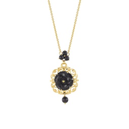 Mamma Rose 18K Yellow Gold & Black Jade Pendant Necklace