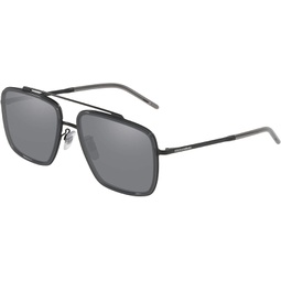 Dolce & Gabbana DG 2220 11066G Matte Black/Grey Metal Square Sunglasses Grey Mirror Lens