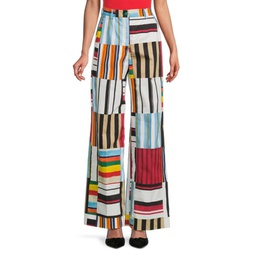 Striped Patch Flat Front Pants