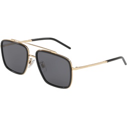 Dolce & Gabbana Modern Polarized Rectangular Sunglasses, Multicoloured (Gold/Black), 57
