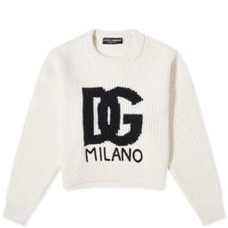 Dolce & Gabbana Large Logo Chunky Knit Beige
