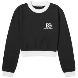 Dolce & Gabbana Contrast Collar & Hem Logo Sweatshirt Black