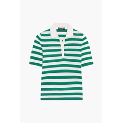 Green Striped cashmere and silk-blend polo shirt